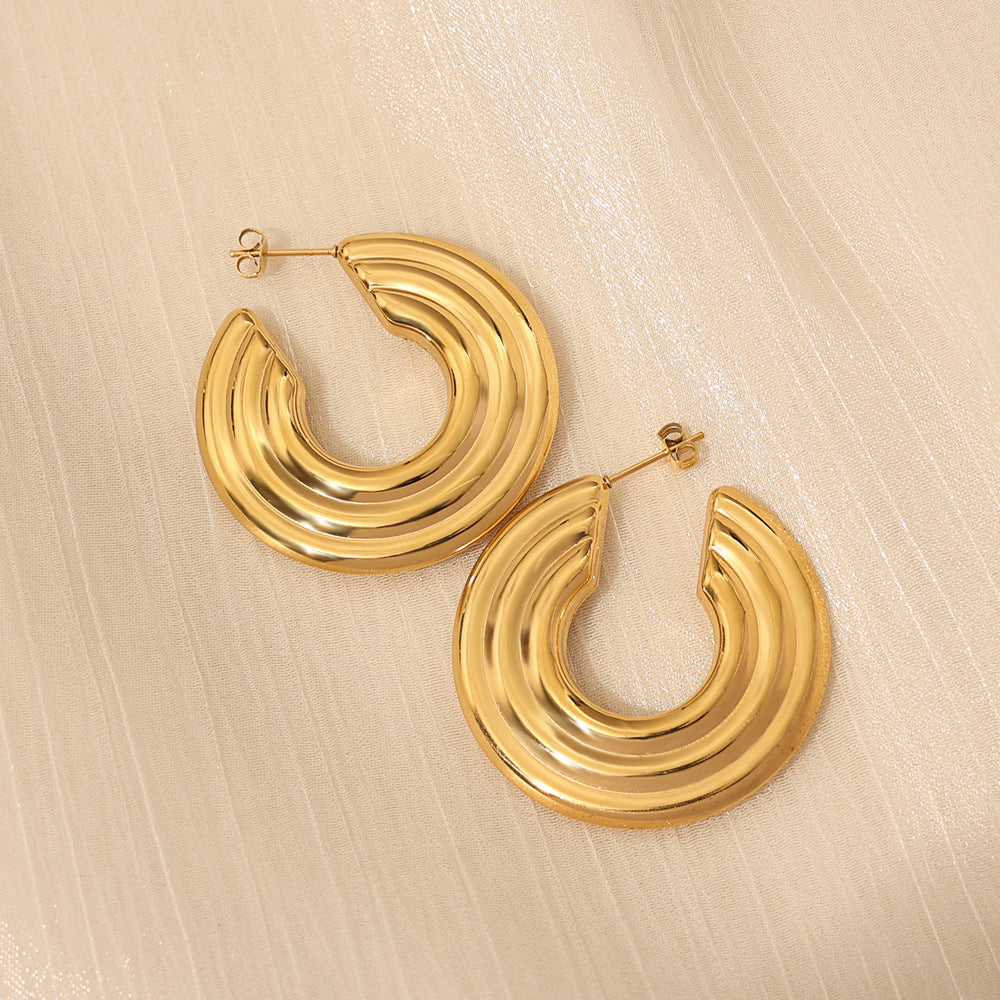 Sculpted Layered Statement Hoop Earrings