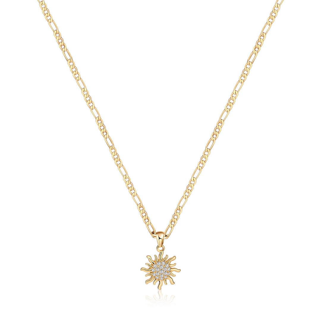 Sun Pendant Figaro Chain Necklace