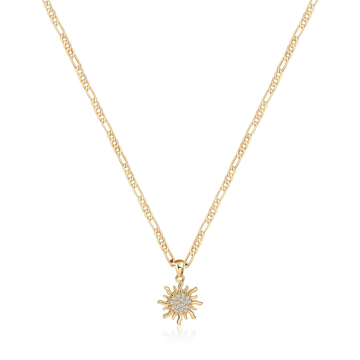Sun Pendant Figaro Chain Necklace