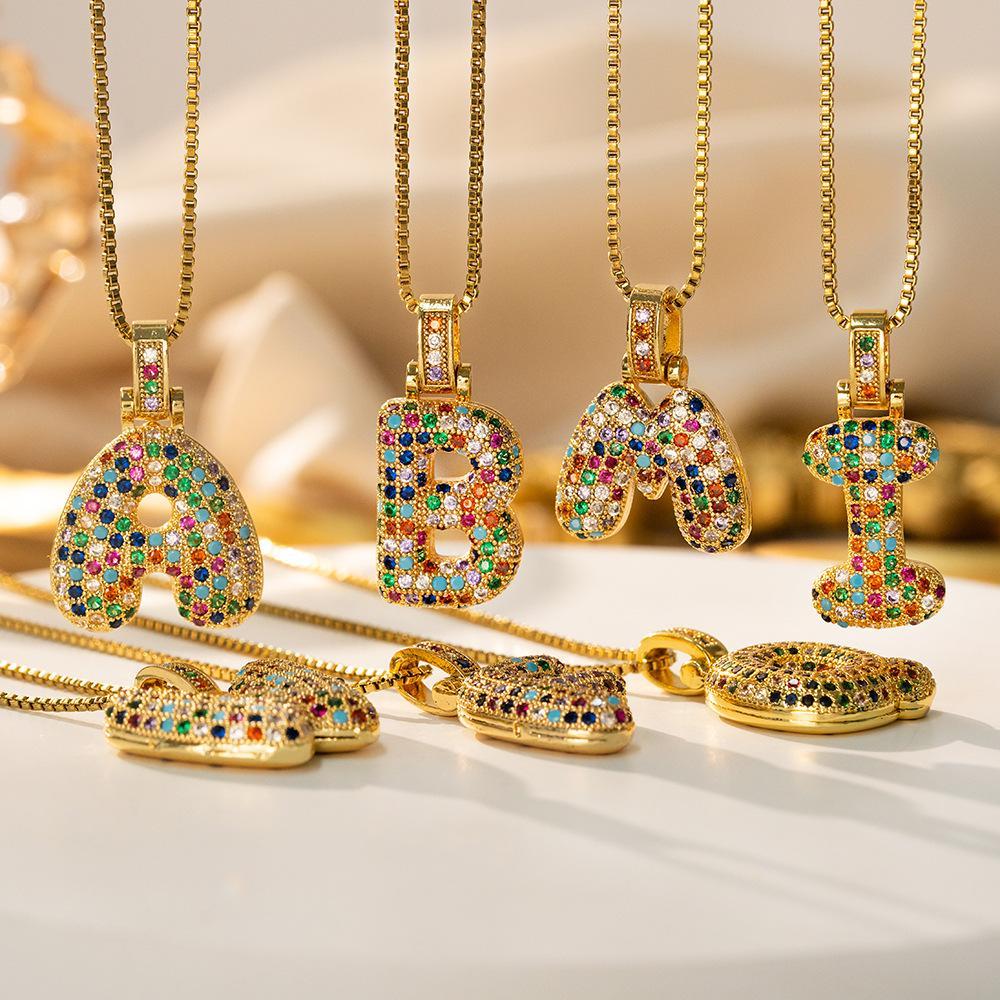 Zircon Letter Pendant Necklace