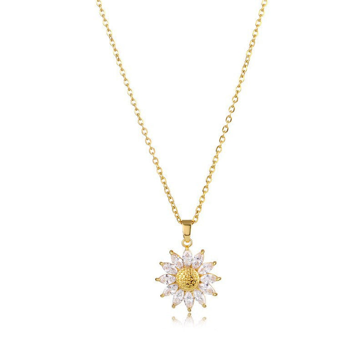 Sunflower Micro Pave Zircon Pendant Necklace