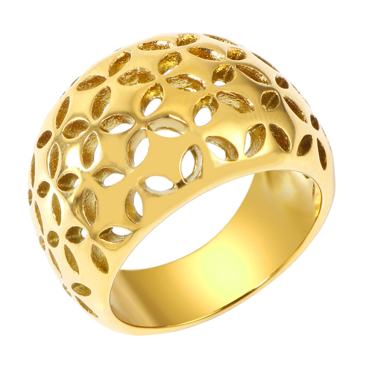 Gold Openwork Floral Statement Ring