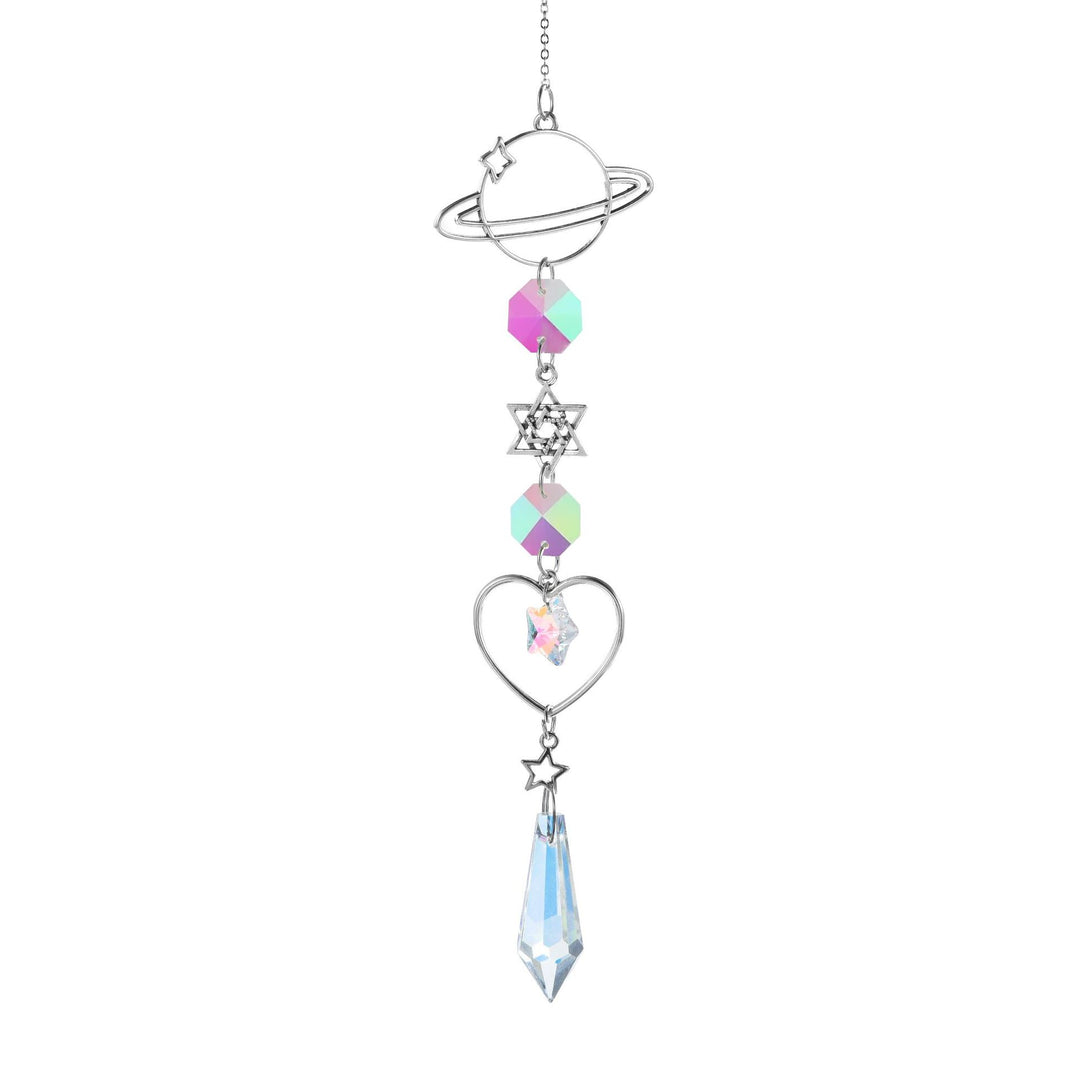 Aurora Prism Sun Moon Star Silver Hanging Suncatcher