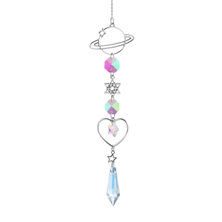 Aurora Prism Sun Moon Star Silver Hanging Suncatcher