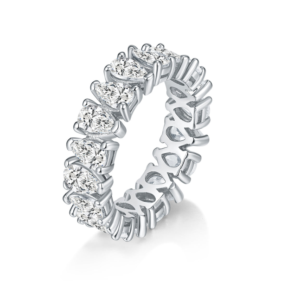 Pear Cut Moissanite Eternity Ring