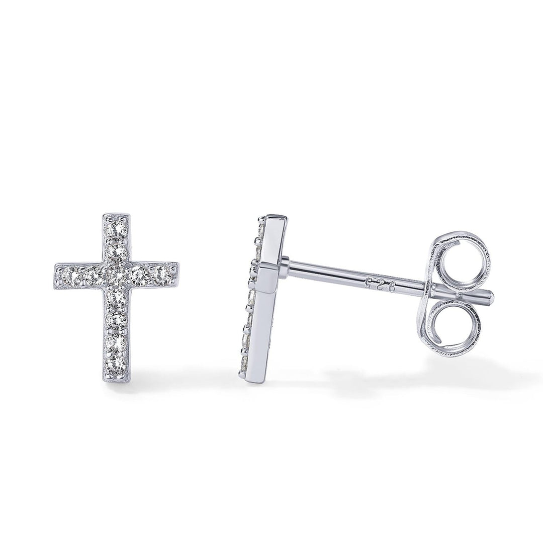 Mini Paved Cross Stud Earrings Daily Stack