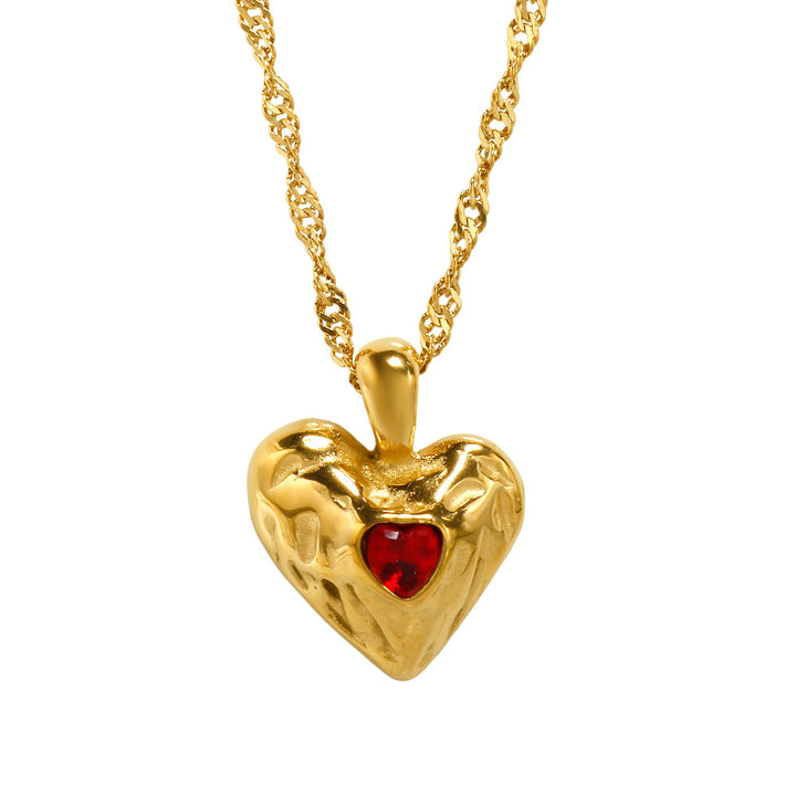 Red Heart Gold Pendant Necklace