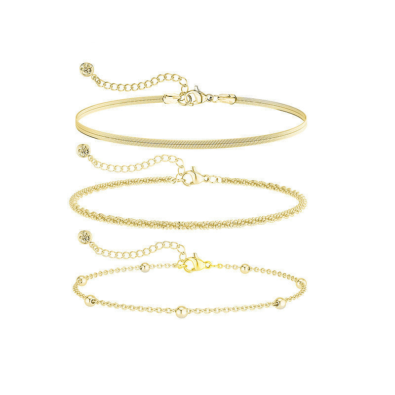 Slim Snake Bead Layer Anklets