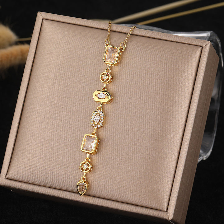 Zircon Tassel Pendant Necklace for Women