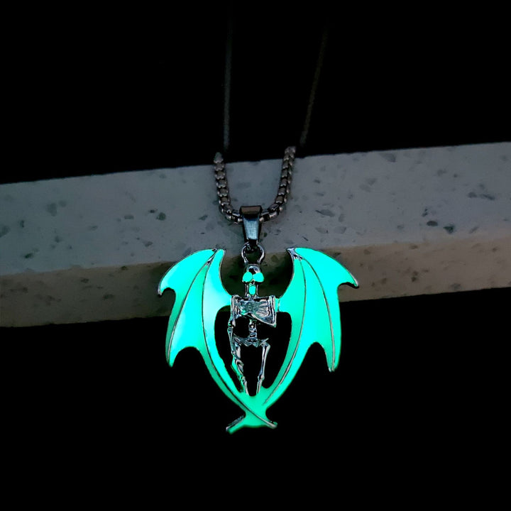 Halloween Glow in Dark Dark Devil Skull Pendant Necklace
