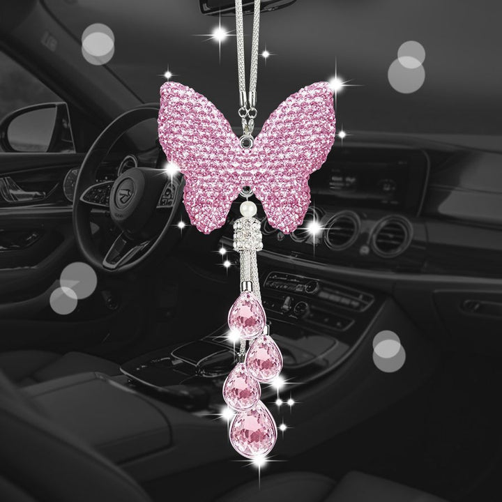 Zircon Butterfly Car Rearview Mirror Hanging Ornament
