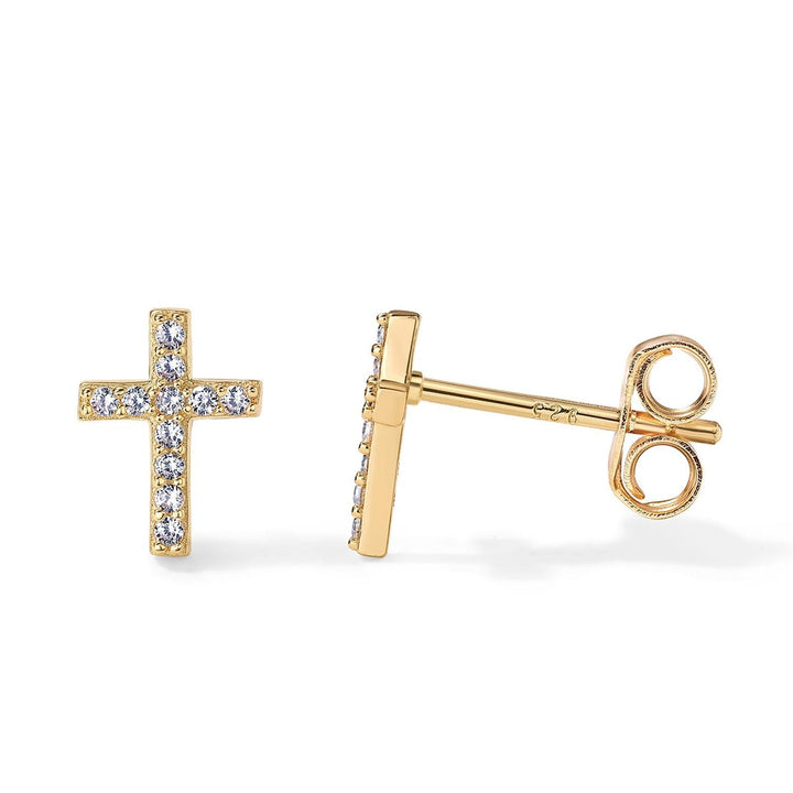 Mini Paved Cross Stud Earrings Daily Stack
