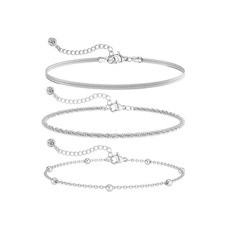 Slim Snake Bead Layer Anklets