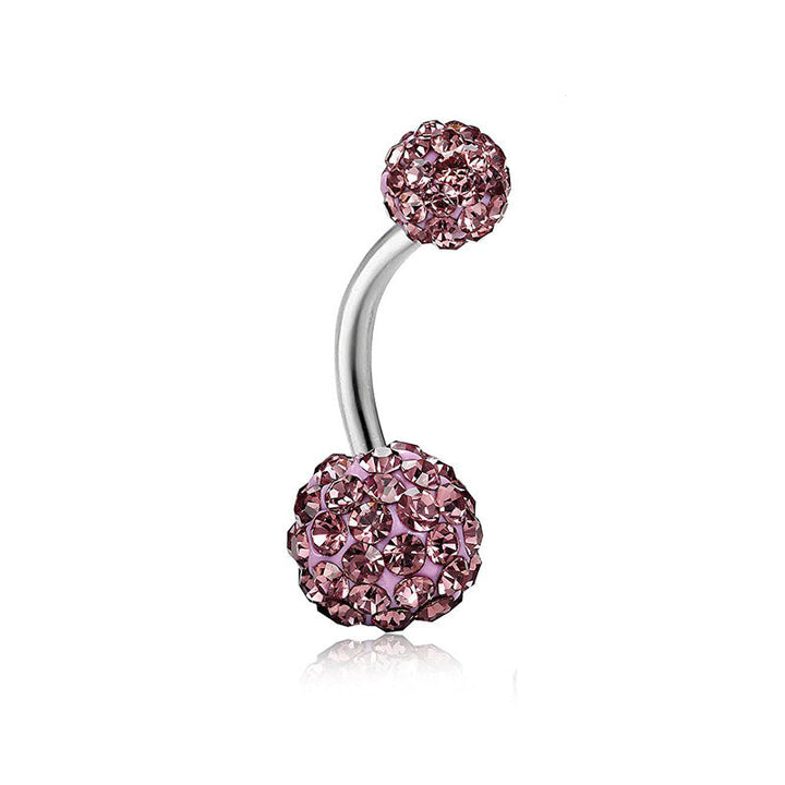 Fully inlaid zircon curved barbell navel ring