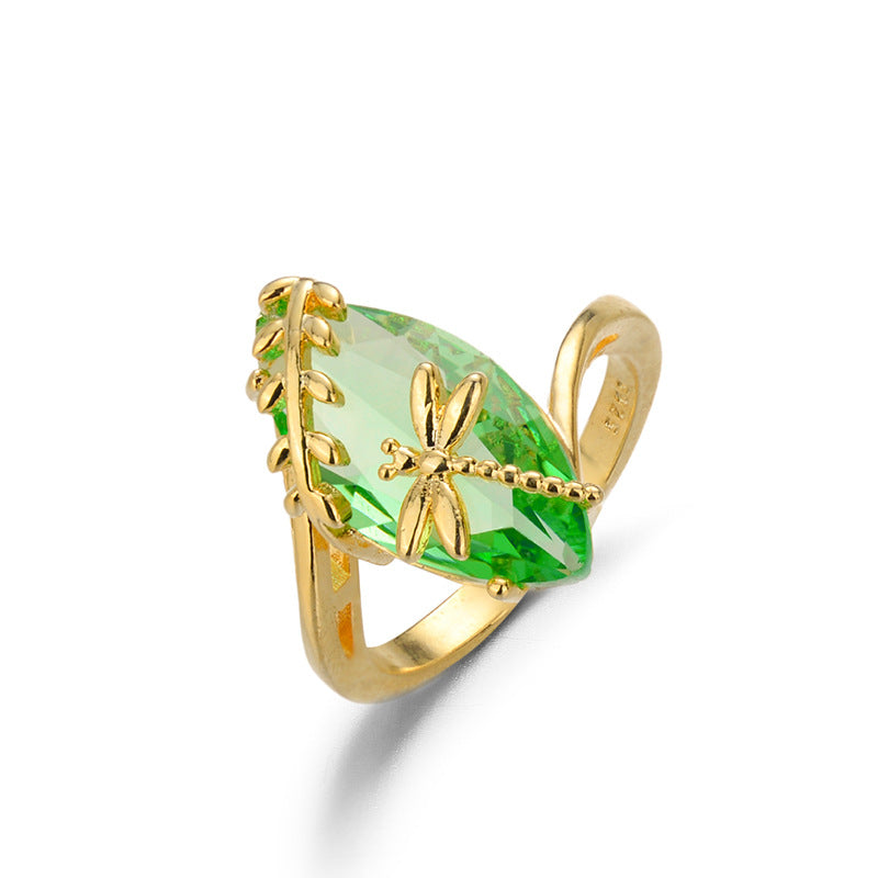 Green Dragonfly Garden Statement Ring