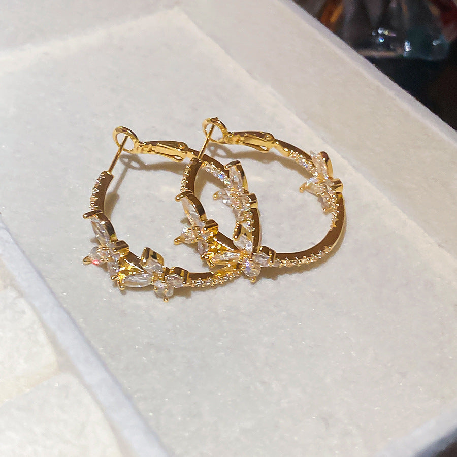 Sparkling Butterfly Hoop Earrings