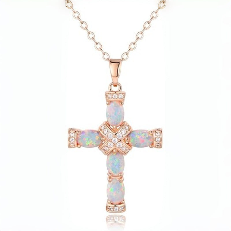 Stylish Colorful Cross Pendant Necklace