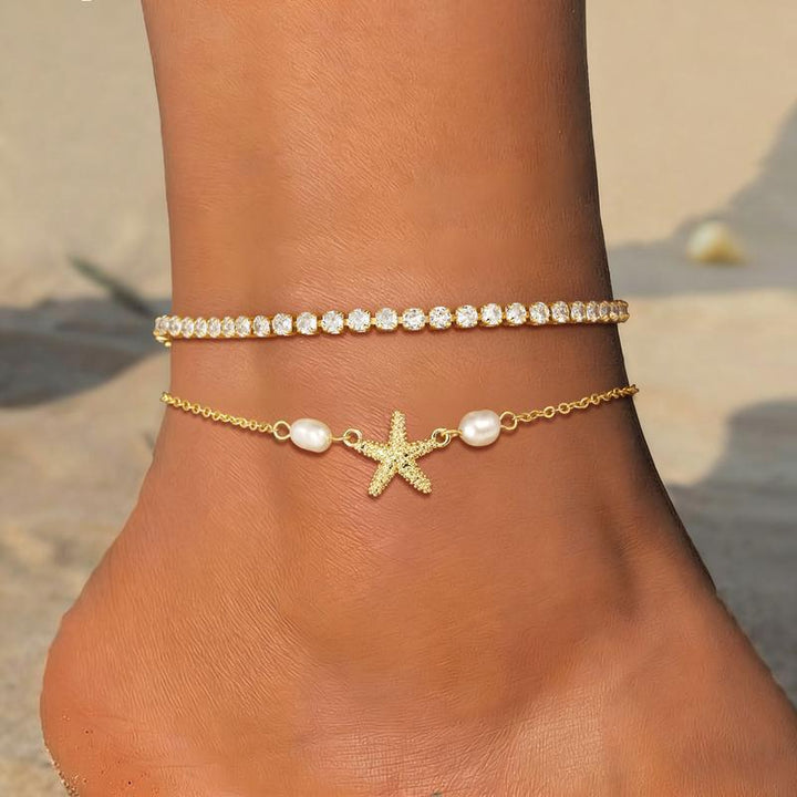 Anklet Starfish Pearl Beach Set