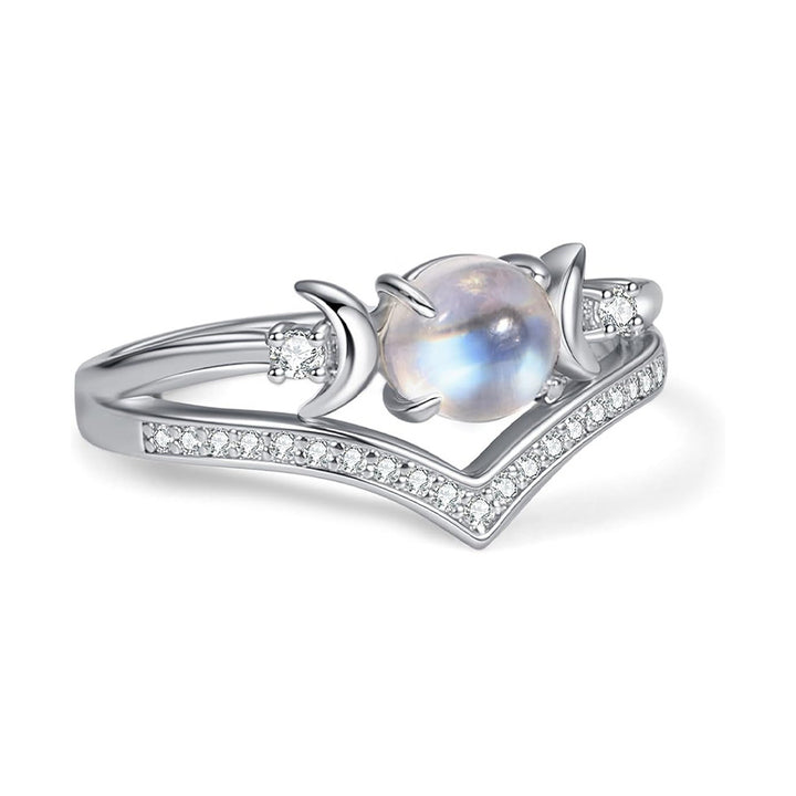 Celestial Crescent Paved Zircon V Band Ring