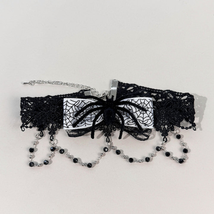 Halloween Spider Web Bow Lace Choker