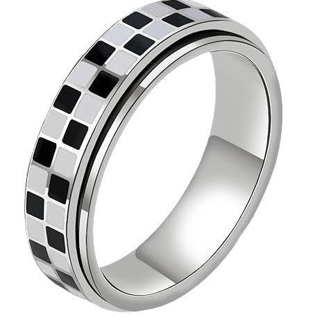 Checkered Rotatable Titanium Steel Stress Relief Ring