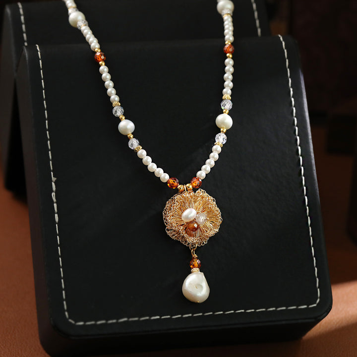 Hand Woven Baroque Pearl Flower Jewelry