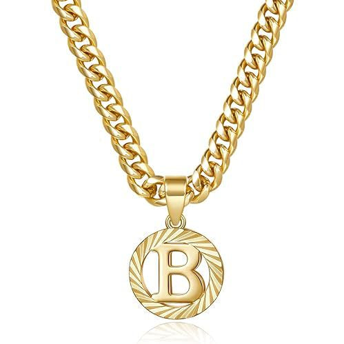 Cuban Chain Necklace with Openwork Letter Pendant