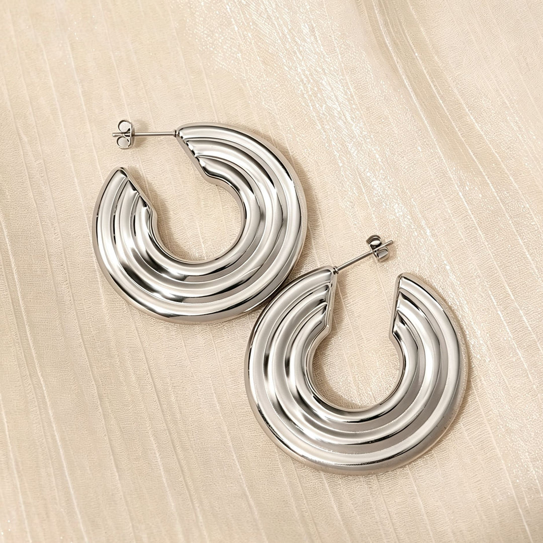 Sculpted Layered Statement Hoop Earrings