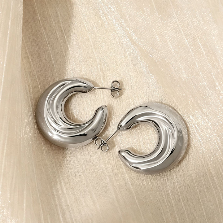 Sculpted Wave C Hoop Earrings