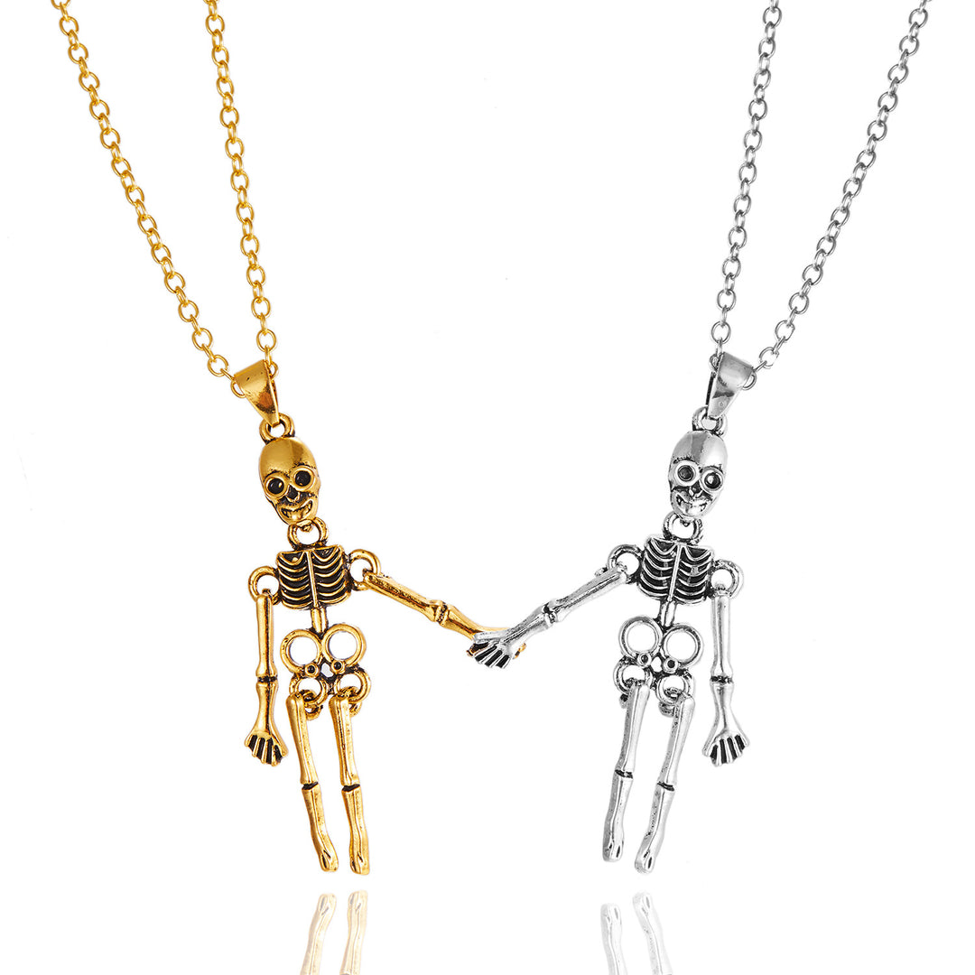 Magnetic Skeleton Couple Halloween Necklaces