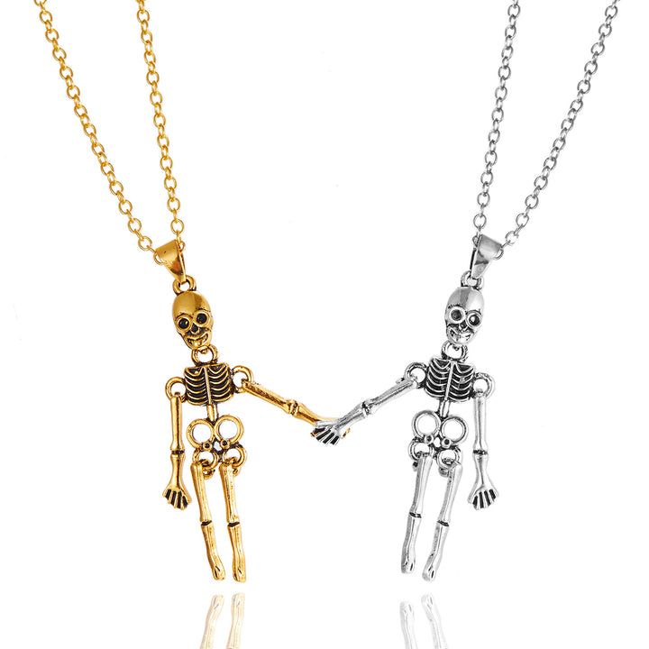 Magnetic Skeleton Couple Halloween Necklaces
