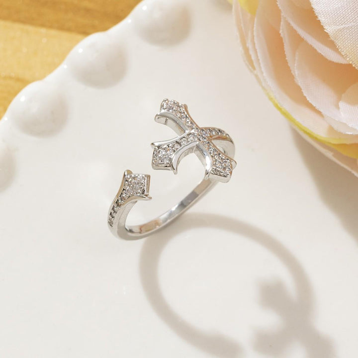 Zircon Cross Open Ring