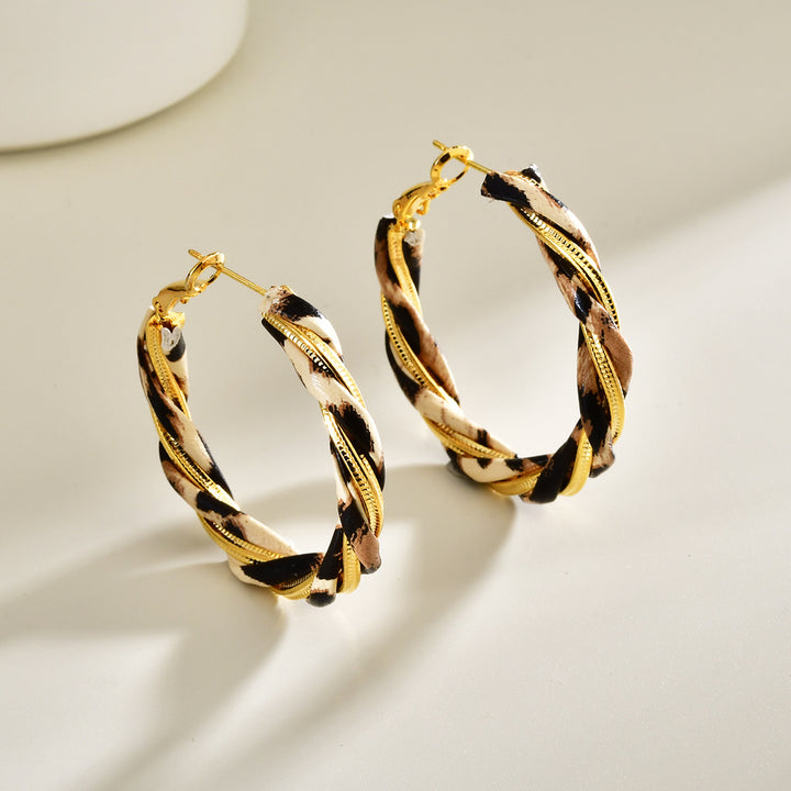 Leopard Print Twisted Hoop Earrings