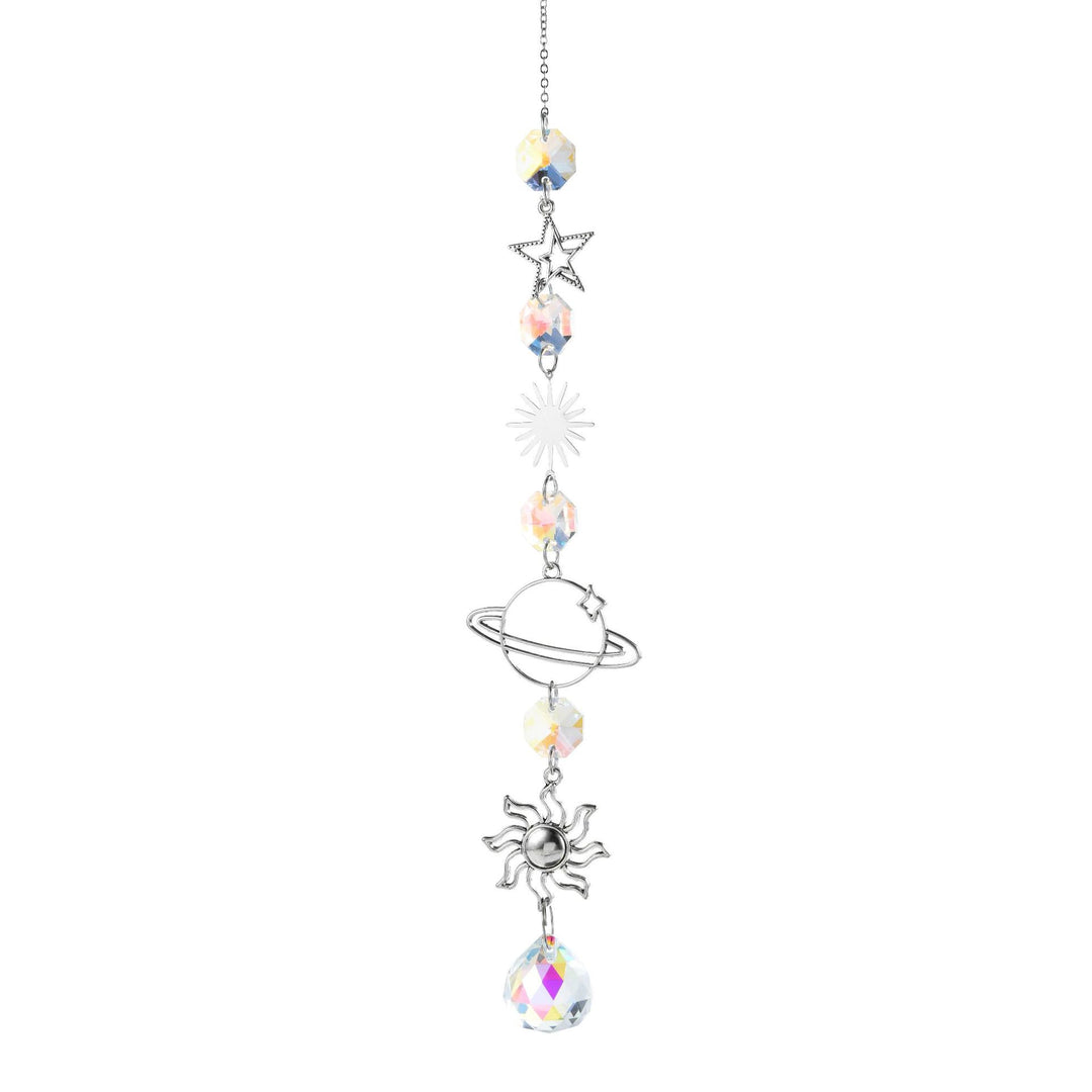 Aurora Prism Sun Moon Star Silver Hanging Suncatcher