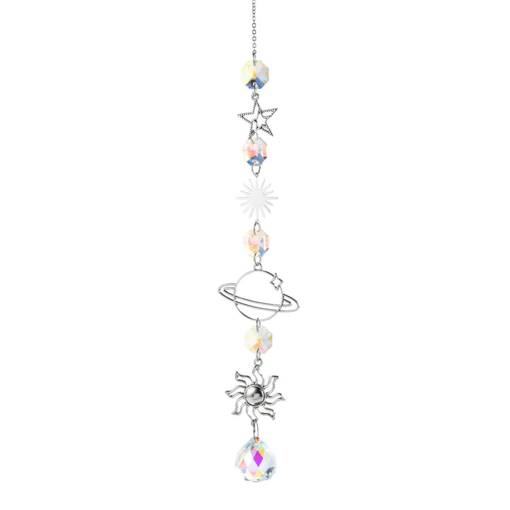 Aurora Prism Sun Moon Star Silver Hanging Suncatcher