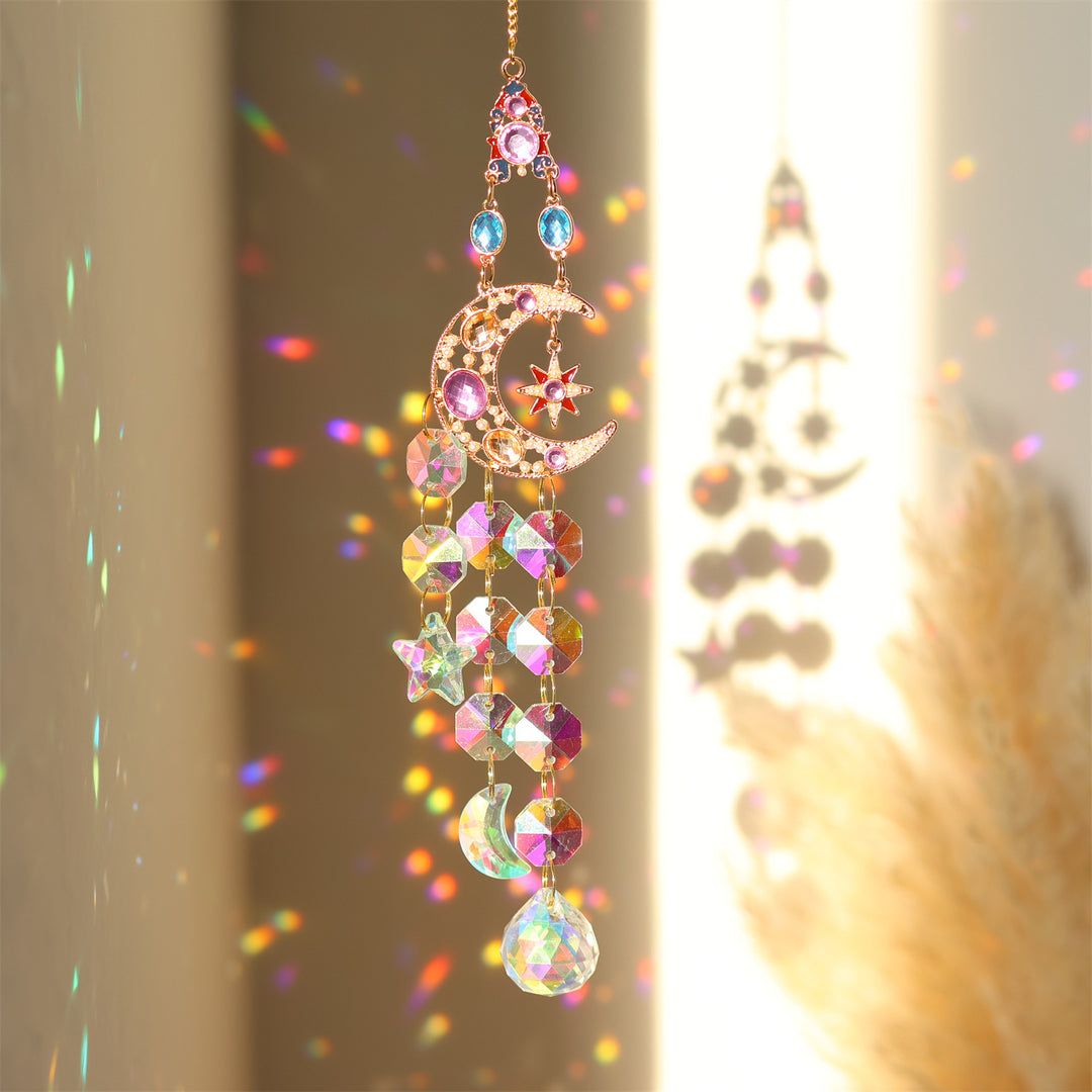 Moon Star Butterfly Zircon Crystal Sun Catcher Hanging