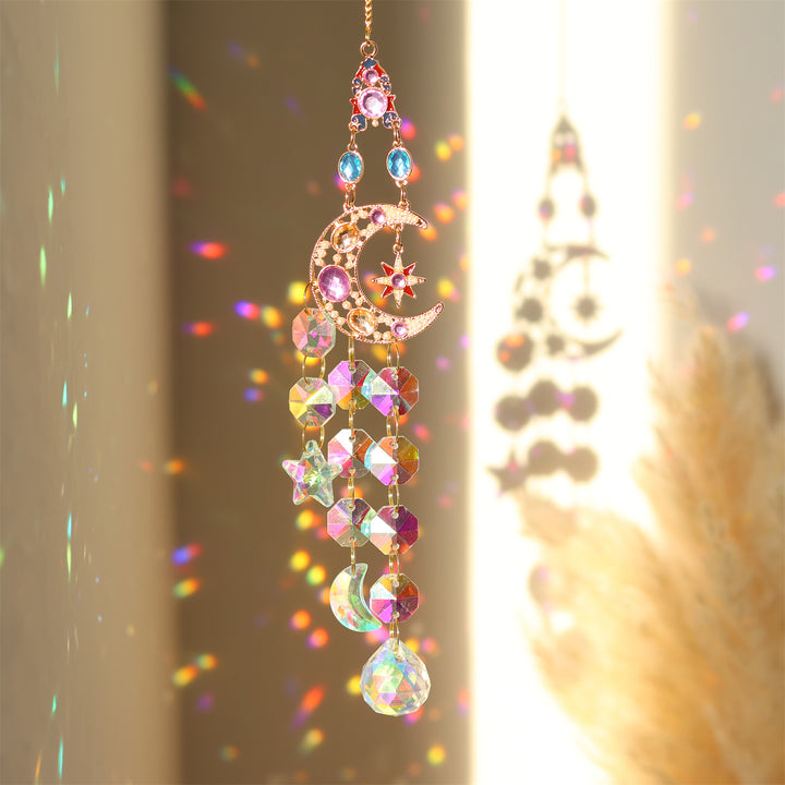 Moon Star Butterfly Zircon Crystal Sun Catcher Hanging