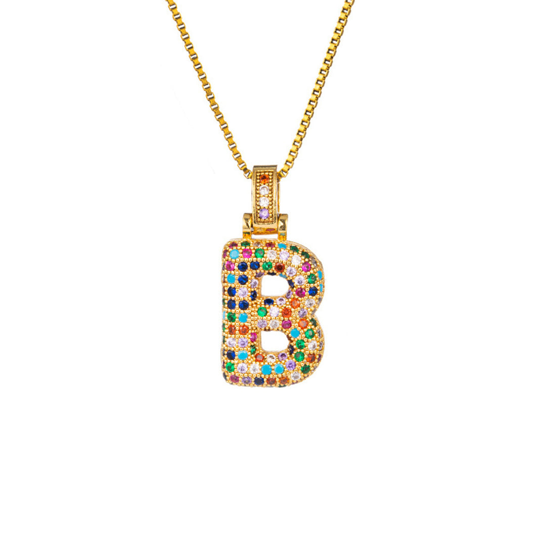 Zircon Letter Pendant Necklace