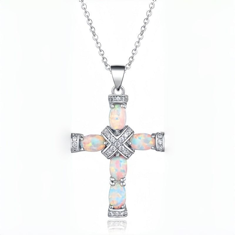 Stylish Colorful Cross Pendant Necklace
