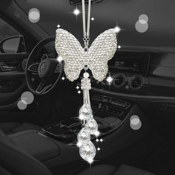 Zircon Butterfly Car Rearview Mirror Hanging Ornament