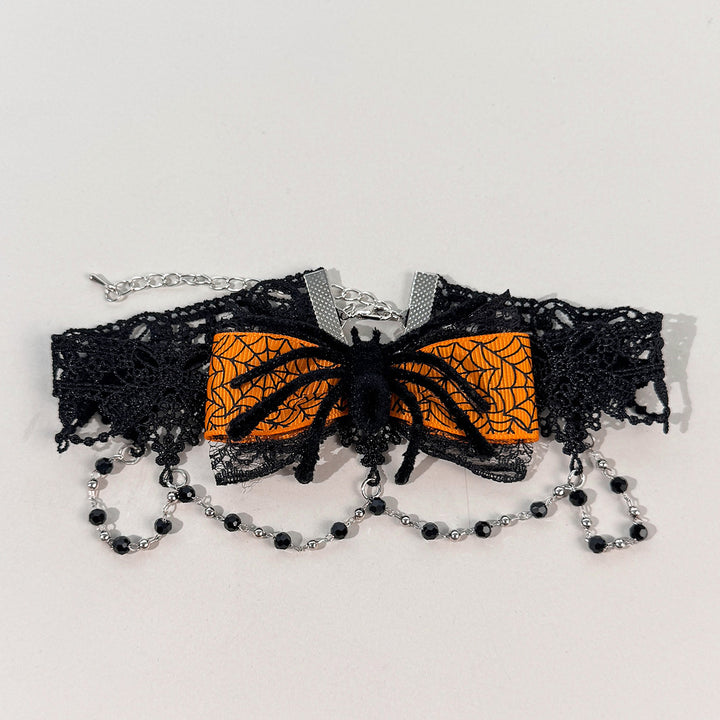 Halloween Spider Web Bow Lace Choker