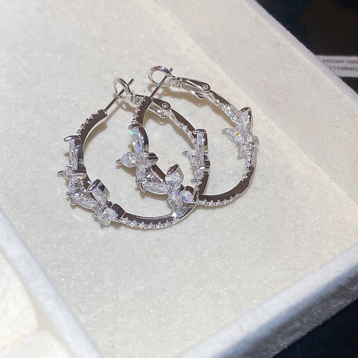 Sparkling Butterfly Hoop Earrings