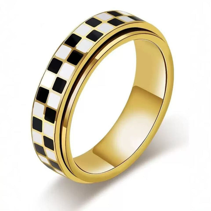 Checkered Rotatable Titanium Steel Stress Relief Ring