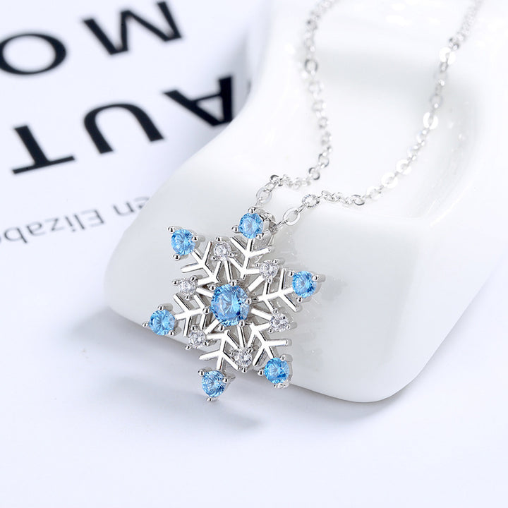 Blue Snowflake Winter Necklace