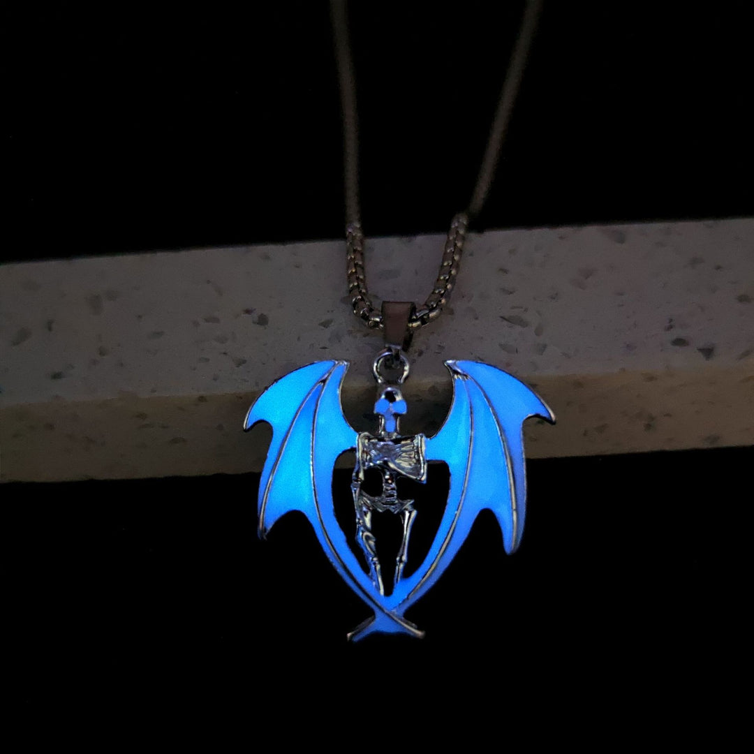 Halloween Glow in Dark Dark Devil Skull Pendant Necklace
