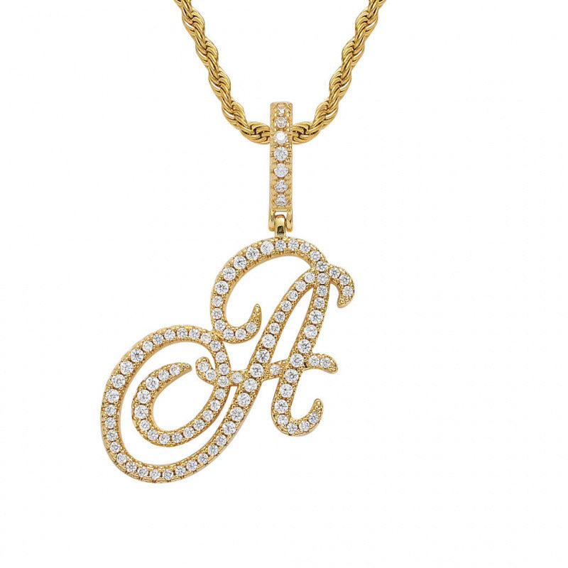 Braided Chain Letter Pendant Necklace