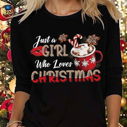 Printed Crew Neck Long Sleeve Casual Top