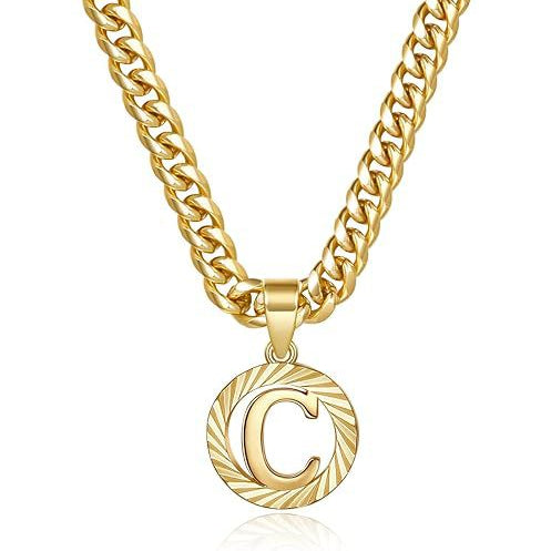 Cuban Chain Necklace with Openwork Letter Pendant