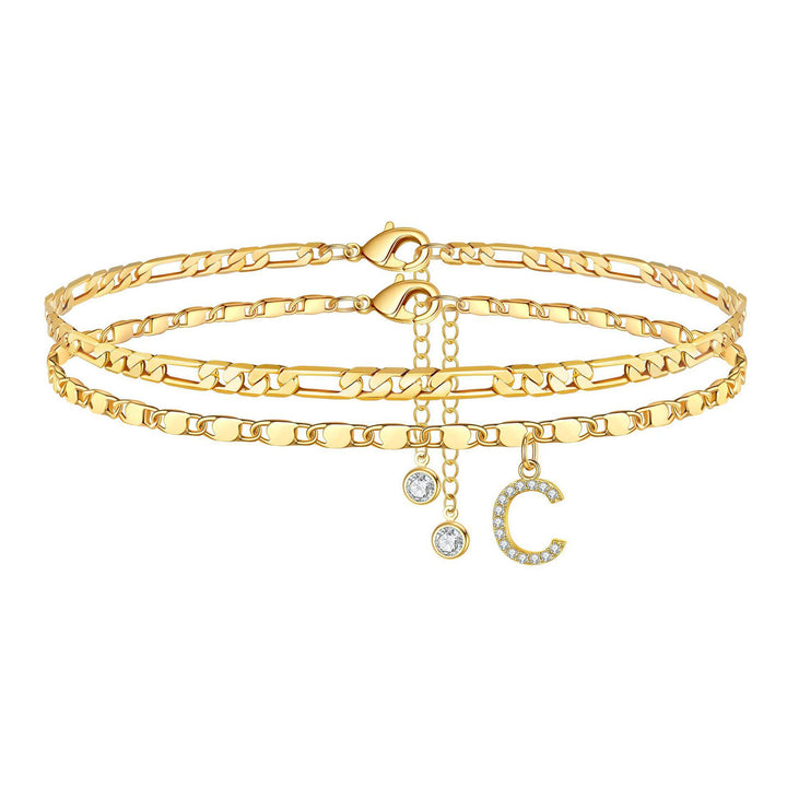 Personalized Letter Zircon Stackable Summer Anklet