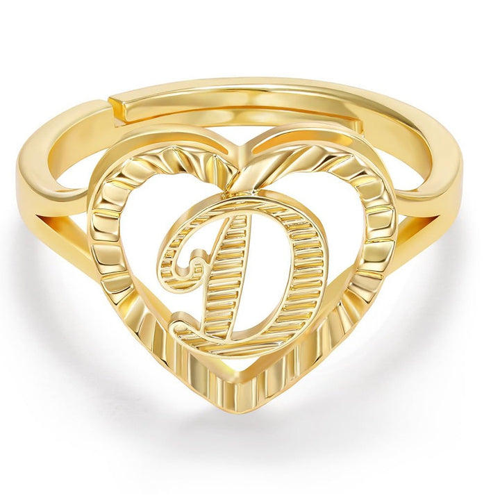 Personalized Initial Heart Open Ring